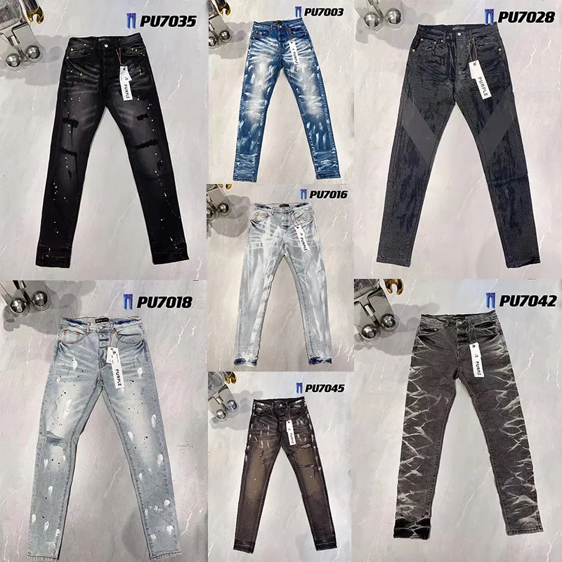 Men's Purple Mens Womens Designer Jeans Distressed Ripped Bikers Denim Cargo for Men Women Fashion Mans Black Pants