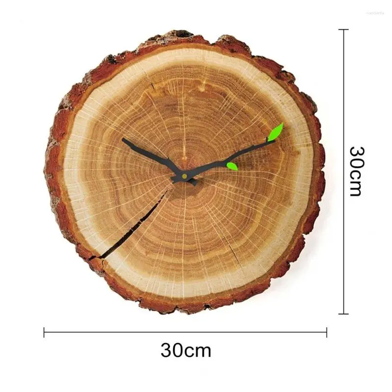 壁の時計自然なデザイン時計木穀物木の切り株サイレントクォーツムーブメント数字バッテリー駆動