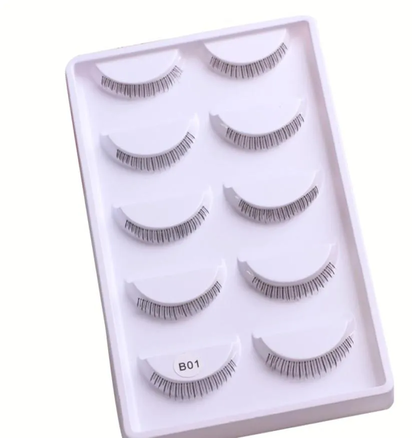 False Eyelashes 5 Pairs Bottom Lashes Pack Synthetic Hair Natural Daily Lower Reusable Clear Band B011466472