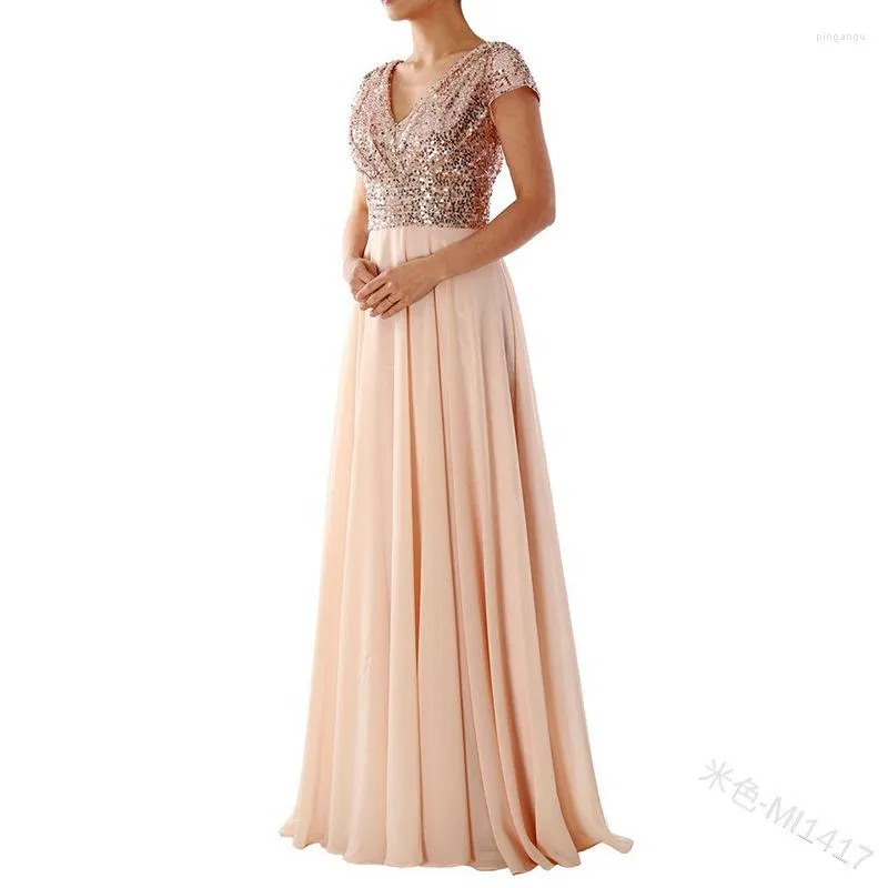 Casual Dresses 2023 Lady Chiffon Long Girls Dinner Club Night Wedding Beading Dress Women Slim Sleeveless Beige Red L #Al10