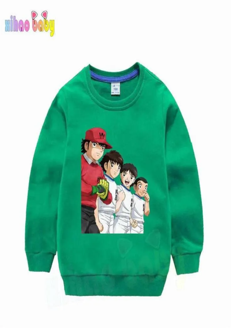 Felpa più nuova Captain Tsubasa Stampa Bambini Baby Boy T-shirt in cotone Ragazzi Inverno Felpe con cappuccio Felpe Top Tee 2-13 anni G090828764760301