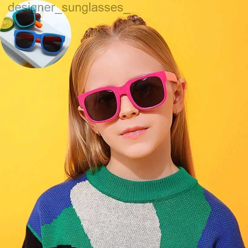 Solglasögon färgglada fällbara solglasögon utomhus barn solglasögon pojkar flickor märke design fyrkantiga glasögon barn glasögonskydd uv400l231115