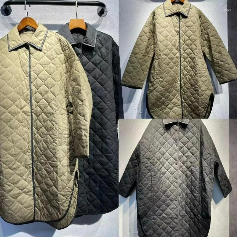 Dames Trenchcoats 2023 Herfst En Winter Vrouwen Casual Ruit Gewatteerde Coconvormige Katoenen Lange Jas