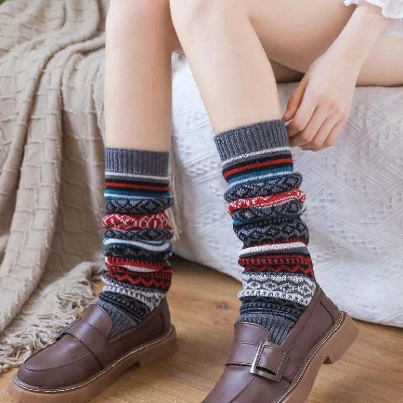 Women Socks Autumn And Winter Leg Cover Knitted Thickened Warm Foot Fashion Boot Female Colorful Bright Colors Warmers
