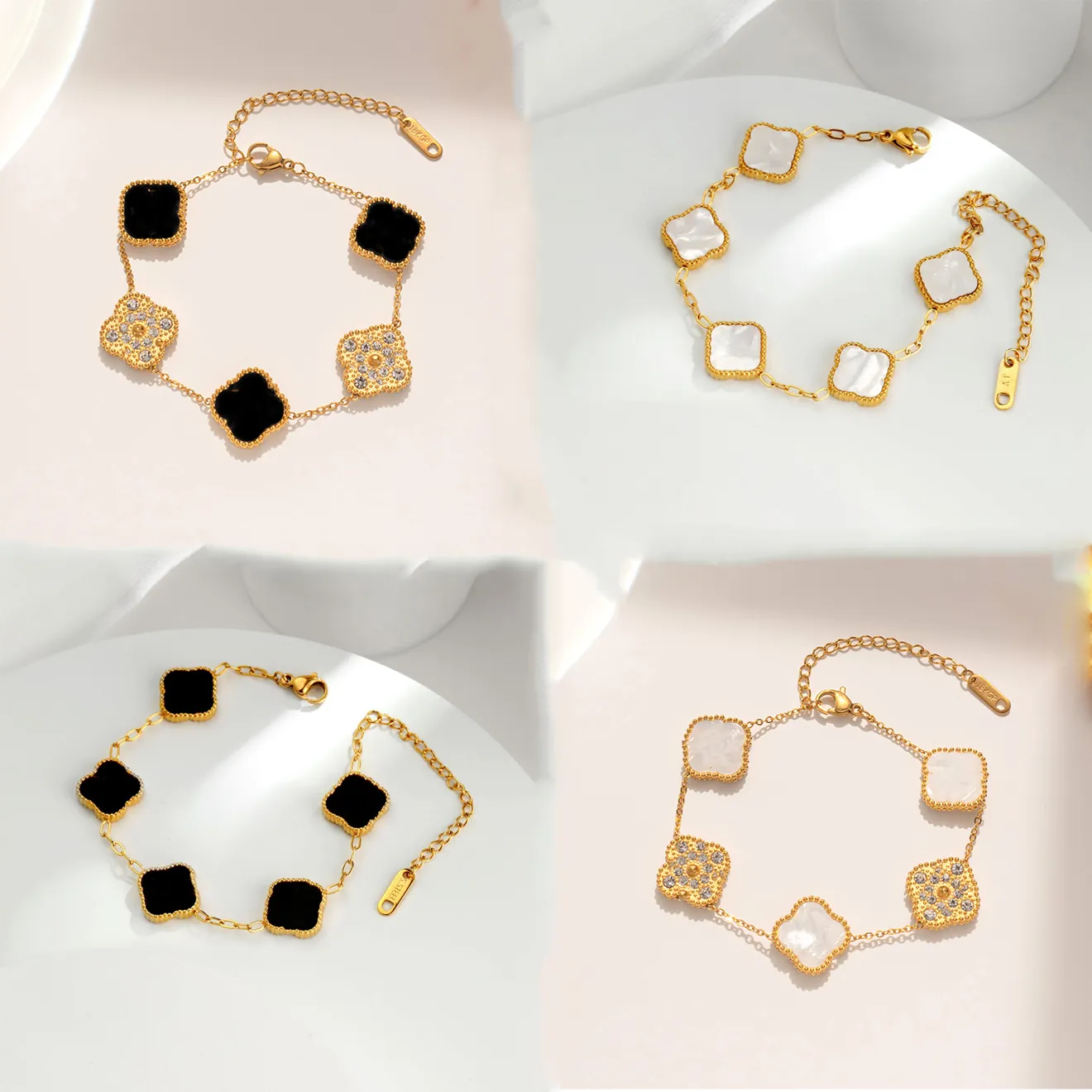 Klassisk designer guldarmband för kvinnor mode charm armband 4/fyra bladklöver smycken 18k armband kvinna män kedja smycken gåva
