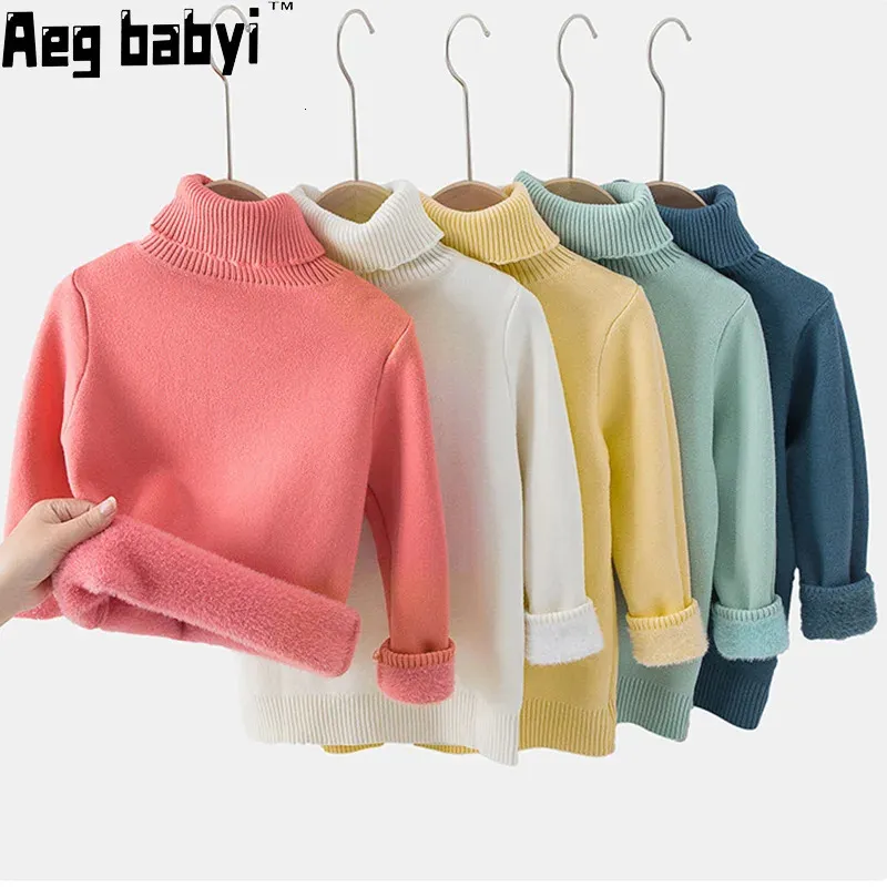 Pullover Winter Kids Baby Jongens Meisjes Truien Nertsen Fluwelen Coltrui Peuter Kinder Warme Trui Dikker Bovenkleding 110Y 231115