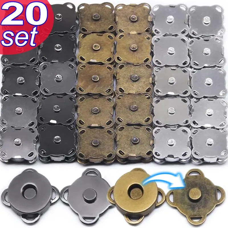 Bag delar Tillbehör 20SetSlot Magnetic Snap Fasteners CLASPS -knappar Handväskor Purse Plånbok Hantverk Påsar Adsorption Buckle 14mm 18mm 231116