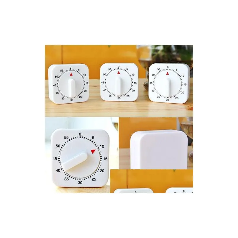 Minuteries de cuisine Fournitures pour la maison Minuterie de cuisine carrée 60 minutes Cuisson mécanique Préparation des aliments Cuisson Compte à rebours Rappel Drop Deliver Dhb6D