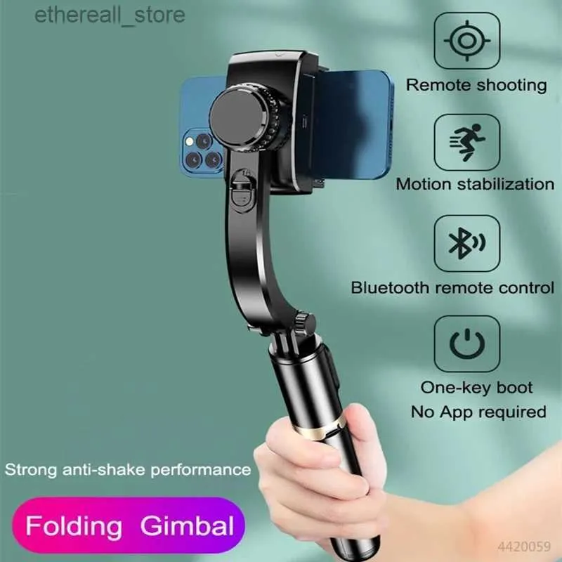 Stabilisatorer Roreta 2023 Ny Gimbal Stabilizer Selfie Stick Foldbar trådlös stativ med Bluetooth Shutter Monopod för iOS Android Q231116