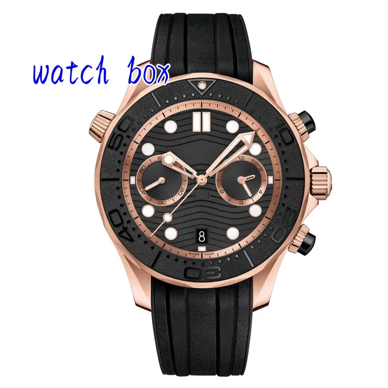 Luxe herenwacht MM roestvrijstalen wijzerplaat saffierglas automatisch mechanisch ontwerper horloge Monte Waterd Waterd Water Water Rubberen Strap Diver Business Watch Holiday Gift