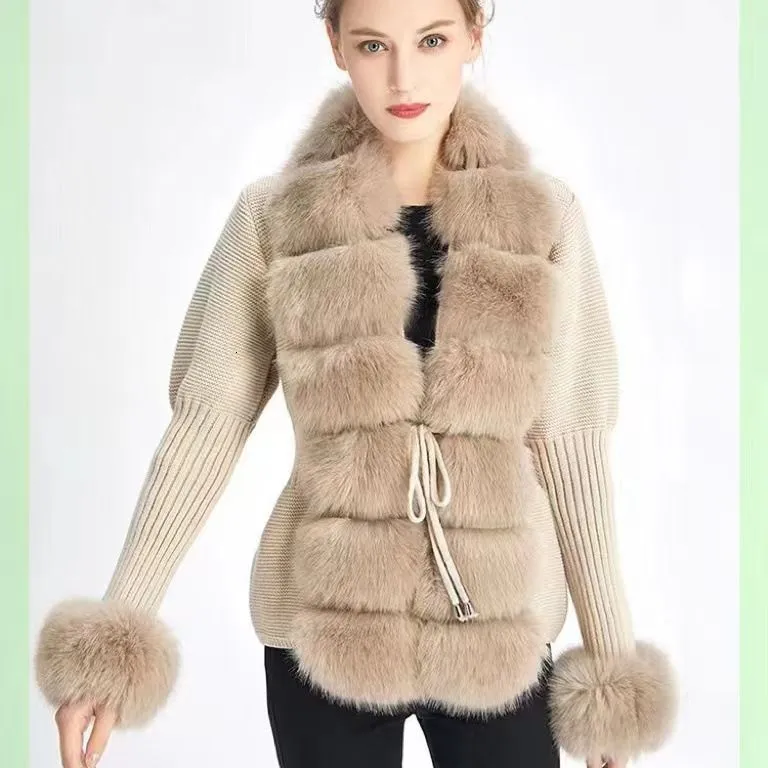 Elegant Ladies Fur Vest Faux Knit Sweater Cardigan For Spring And Autumn With Collar Fashionable Coat For Ladies Style 230828 From Dou003 55.48 DHgate.Com