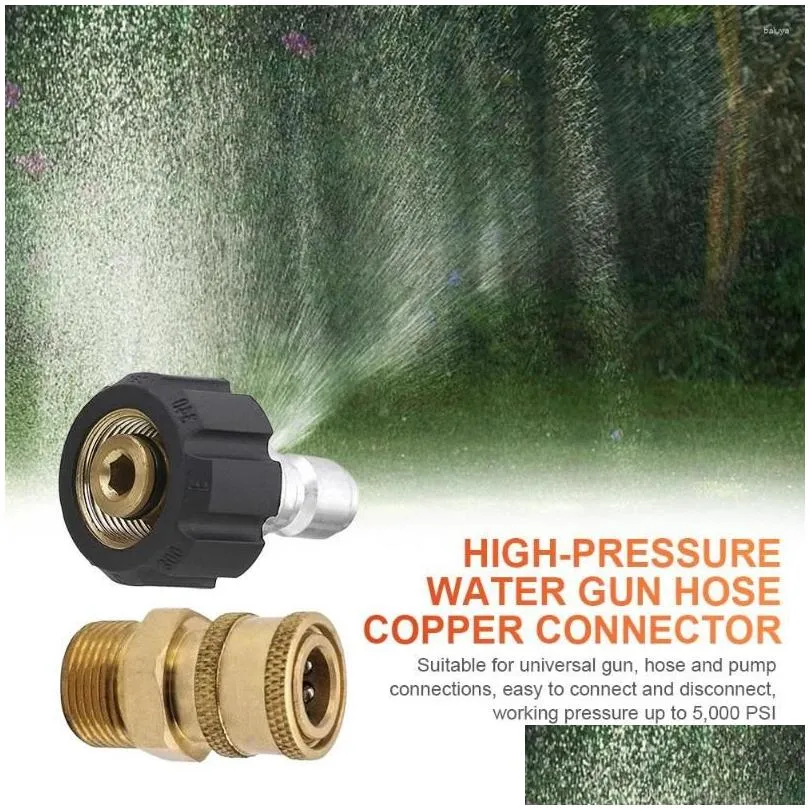 Watering Equipments Car Washer High Pressure Quick Connector Brass M22 Adapter 1/4 Inch Garden Irrigation 3/8 Hose Fitting For Water Dhdpl