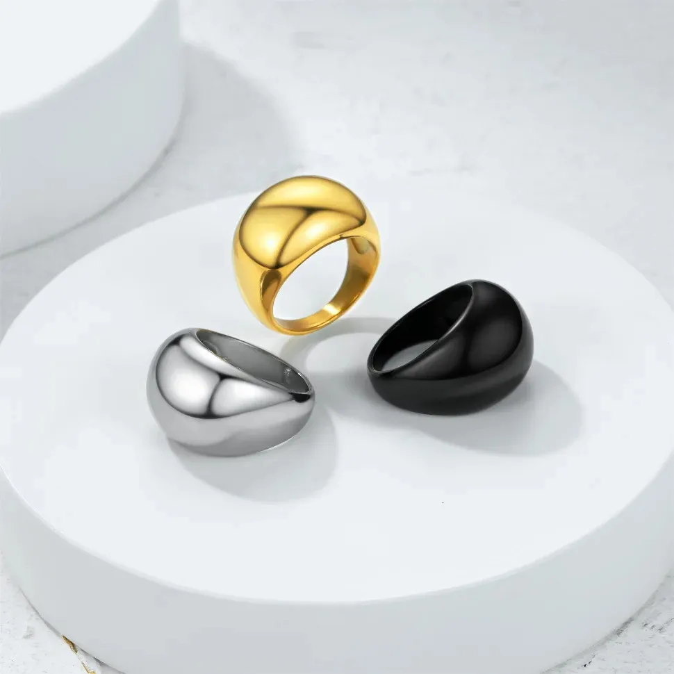 Goldchic Stainless Steel Chunky Croissant Dome Band ring
