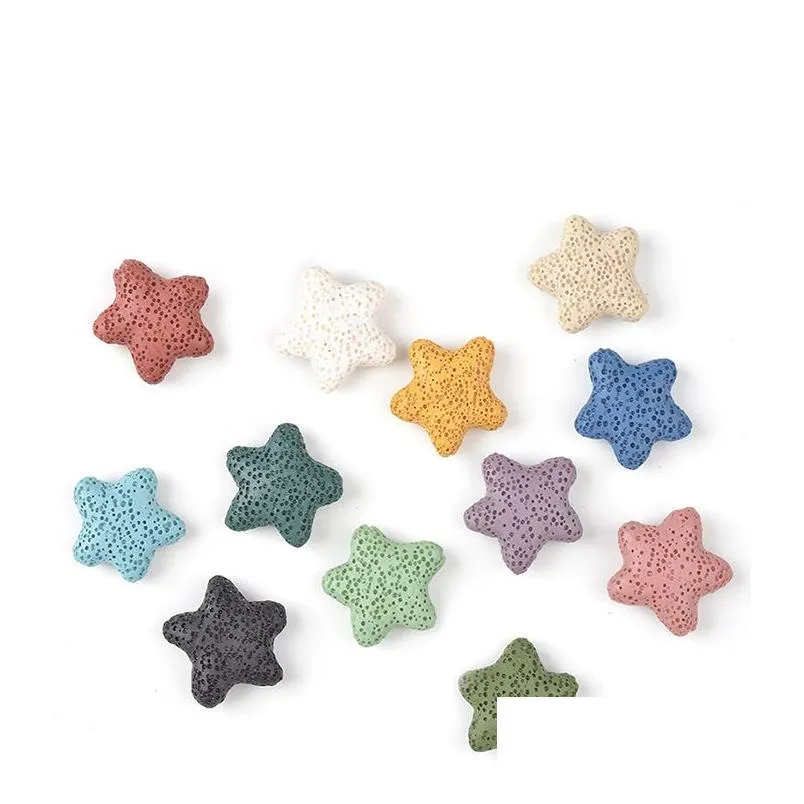 Charms Starfish Natural Lava Rock Stone Pärlor Diy Essential Oil Diffuser Pendants smycken halsband örhängen gör droppleverans juvel dhbaw