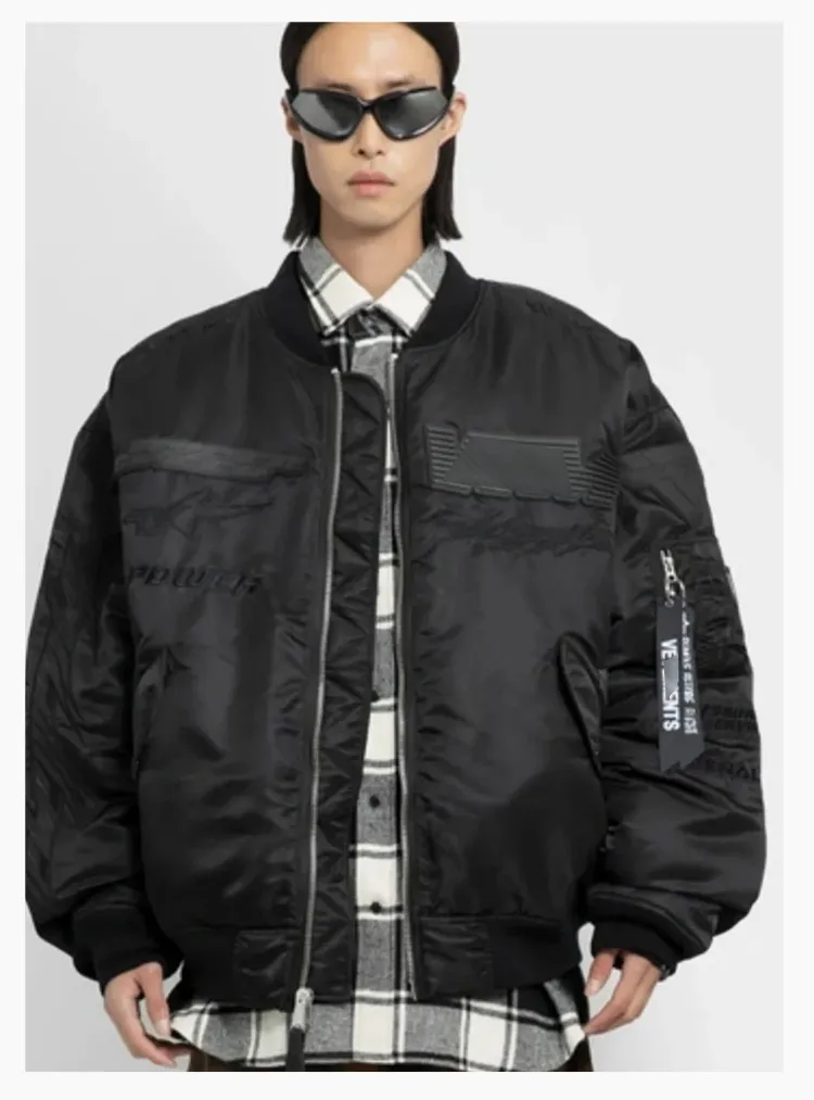Оригинальные мужские гоночные куртки High Street VETEMENTS, куртки большого размера, черный дизайнерский бомбер с заплатками и бирками, пальто