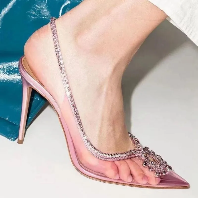 Sandalet 2023 Glitter Rhinestones Sandal Ayakkabı Kadınları Pompalar Kristal Yaz Şeffaf Ayakkabı Yüksek Topuklu Parti Balo Tasarımcısı