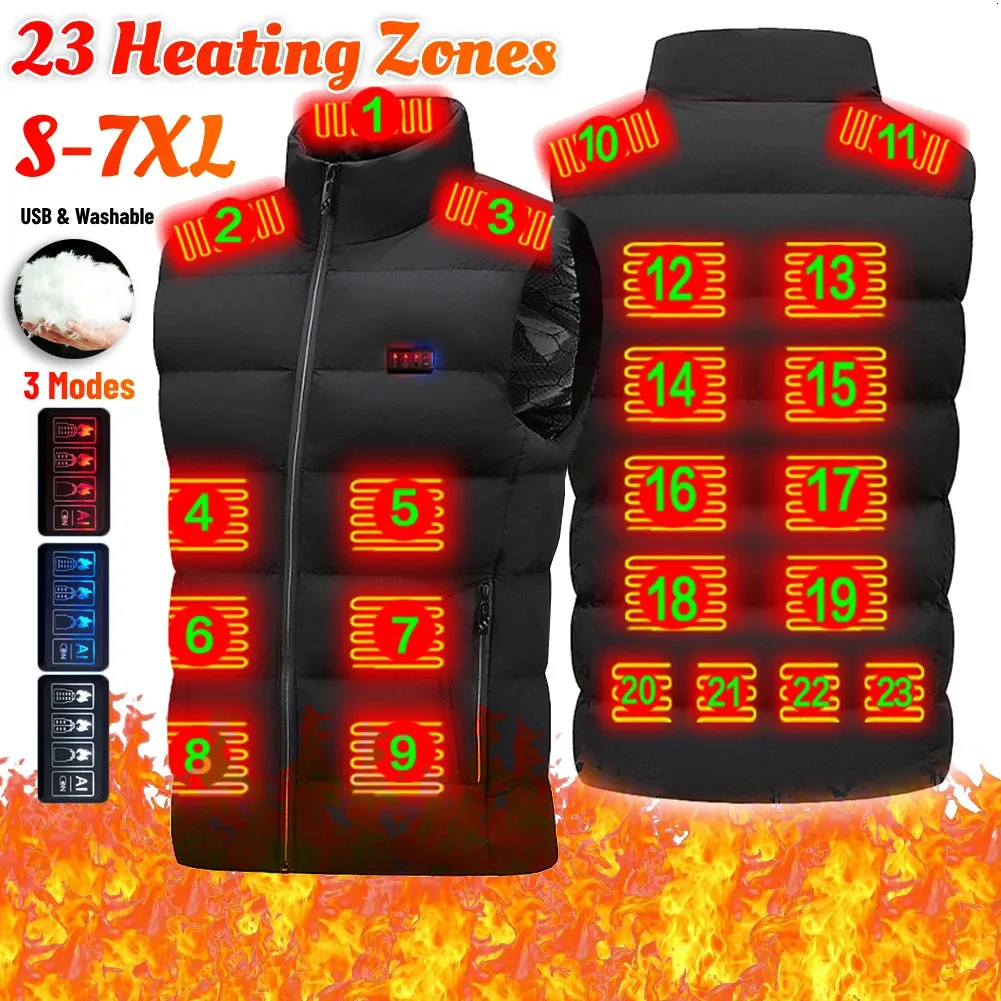 Men's Vests Electric Heated Jacket Men Women 23-Heating Zone Washable Thermal Vest Body Warmer USB Charging Jacket for Outdoor Camping S-7XL 231116