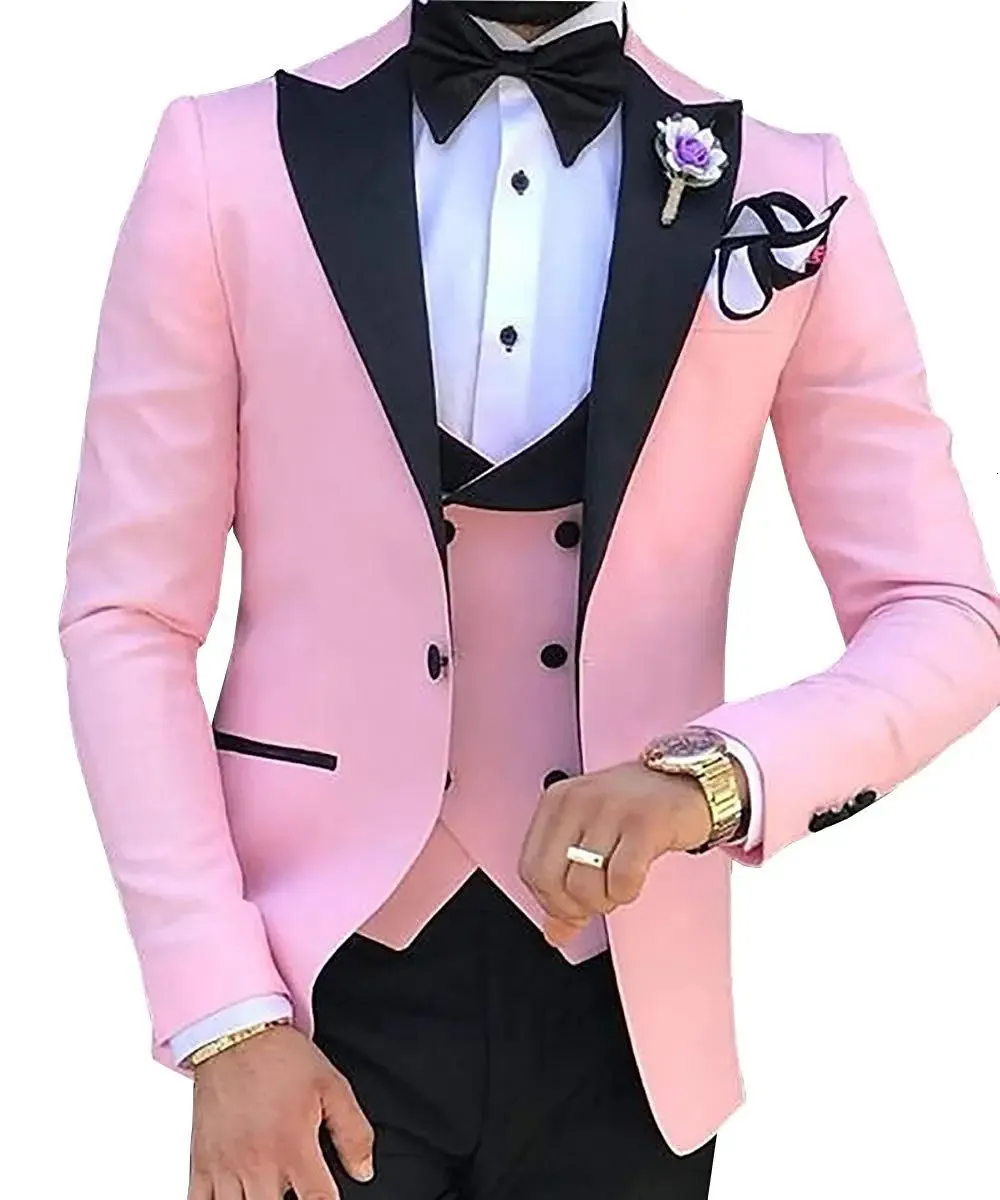 Trajes de hombre Blazers 2023 hombres 3 piezas para novio hecho a medida esmoquin traje de boda Terno Masculino chaqueta pantalón chaleco 231115