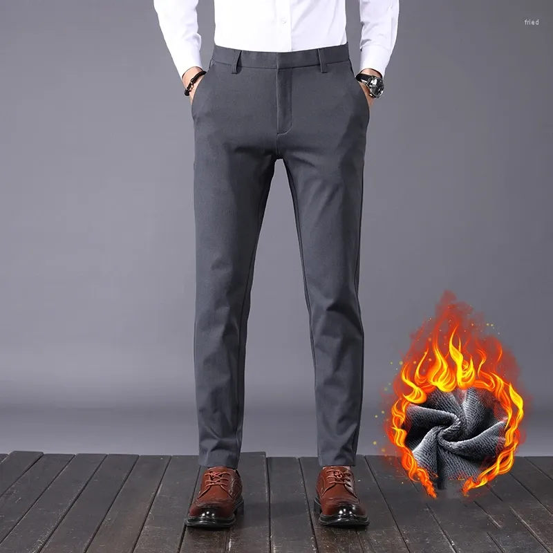 Men's Pants CUMUKKIYP Thick And Warm Casual For Autumn Winter Business Wear Fashionable Practical