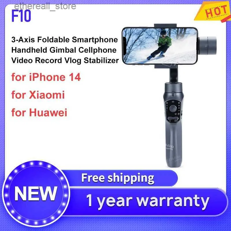 Stabilisatoren F10 3-Achsen-faltbarer Smartphone-Handheld-Gimbal-Handy-Videoaufzeichnungs-Vlog-Stabilisator für iPhone 14 für Q231116