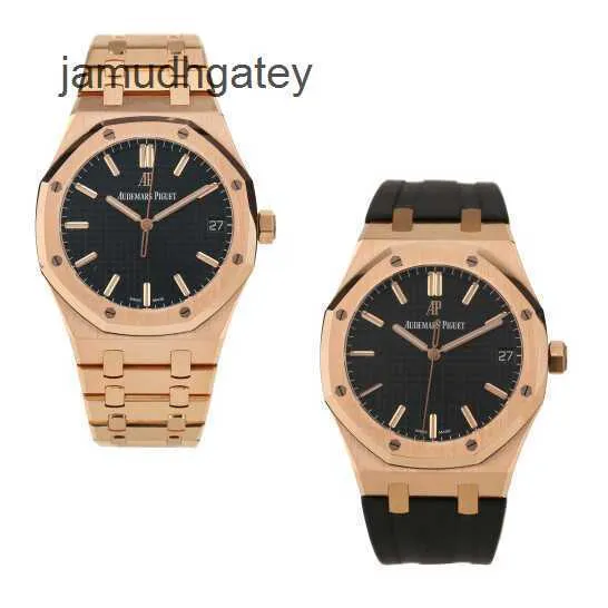 AP Swiss Relógio de luxo Royal Oak Series 18k Rose Gold Relógio mecânico automático masculino Ft0191m (pulseira não original)