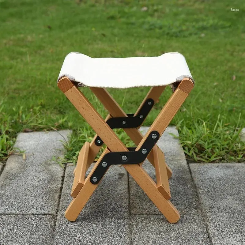 Camp Furniture Outdoor Foldable And Portable Solid Wood Stool Camping Picnic Travel Chair Leisure Fishing Barbecue Folding In Stock