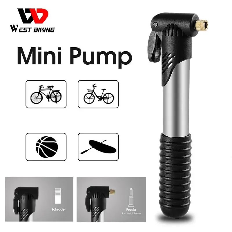 Cykelpumpar West Cykling Portable Mini Bicycle Pump Cycling Hand Air Ball Tire Inflator Schrader Presta MTB Road Accessories 231115