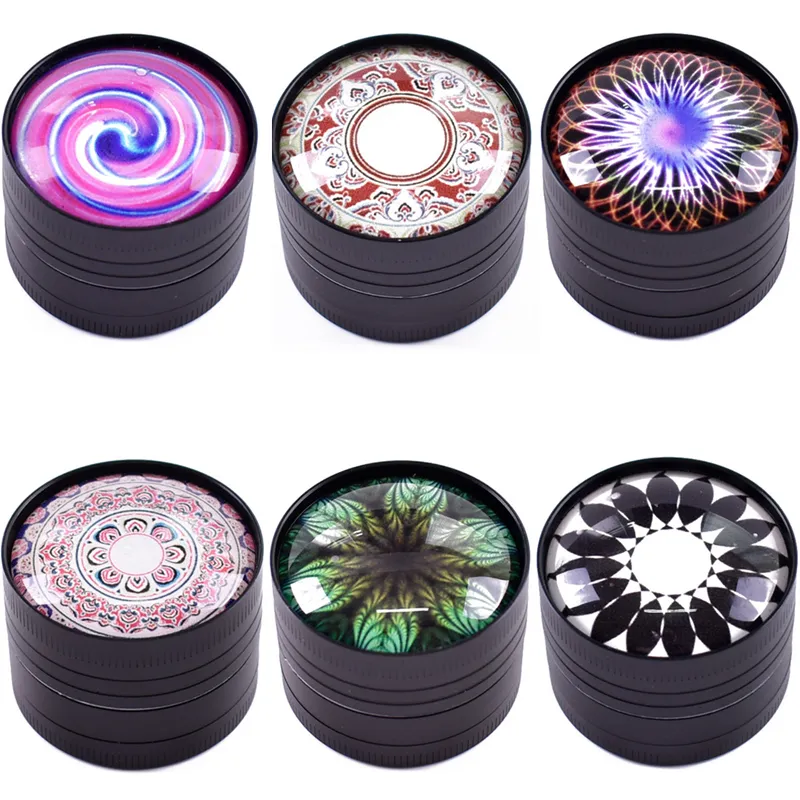 Partihandel 3D Tobaks Herb Grinder Rökning Metal Hand Automatiska slipmaskiner Skärblad Svarta enhet Multi Design MASKOR 50mm 40mm 30mm Röktillbehör