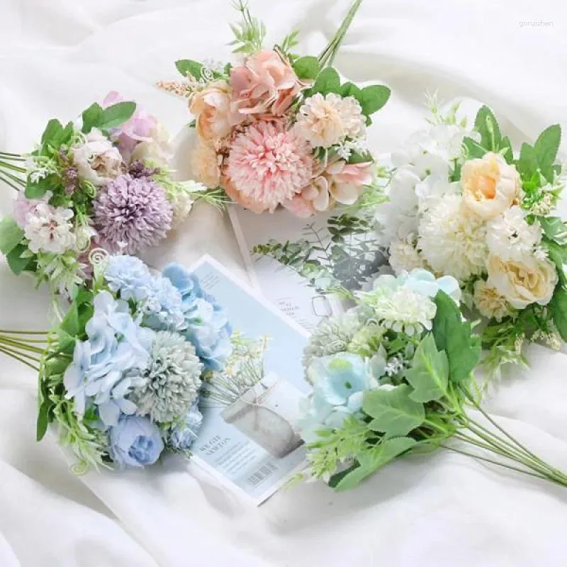 Decorative Flowers Wedding Flower Single Bundle Rose Embroidery Handheld Artificial Living Room Decoration Silk