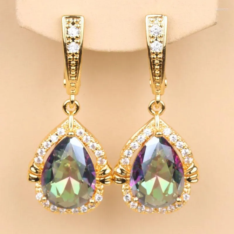 Boucles d'oreilles pendantes africaines Nigeria or jaune couleur Zircon bijoux femmes modernes goutte 2023 arrivée mariage/fête accessoires à la mode