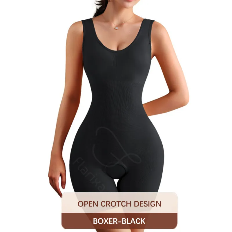Flarixa Plus Size Butt Lifter Body Shaper Women's Bodysuit Open Crotch Tummy  Control Shapewear Seamless Slimming Underwear 5XL