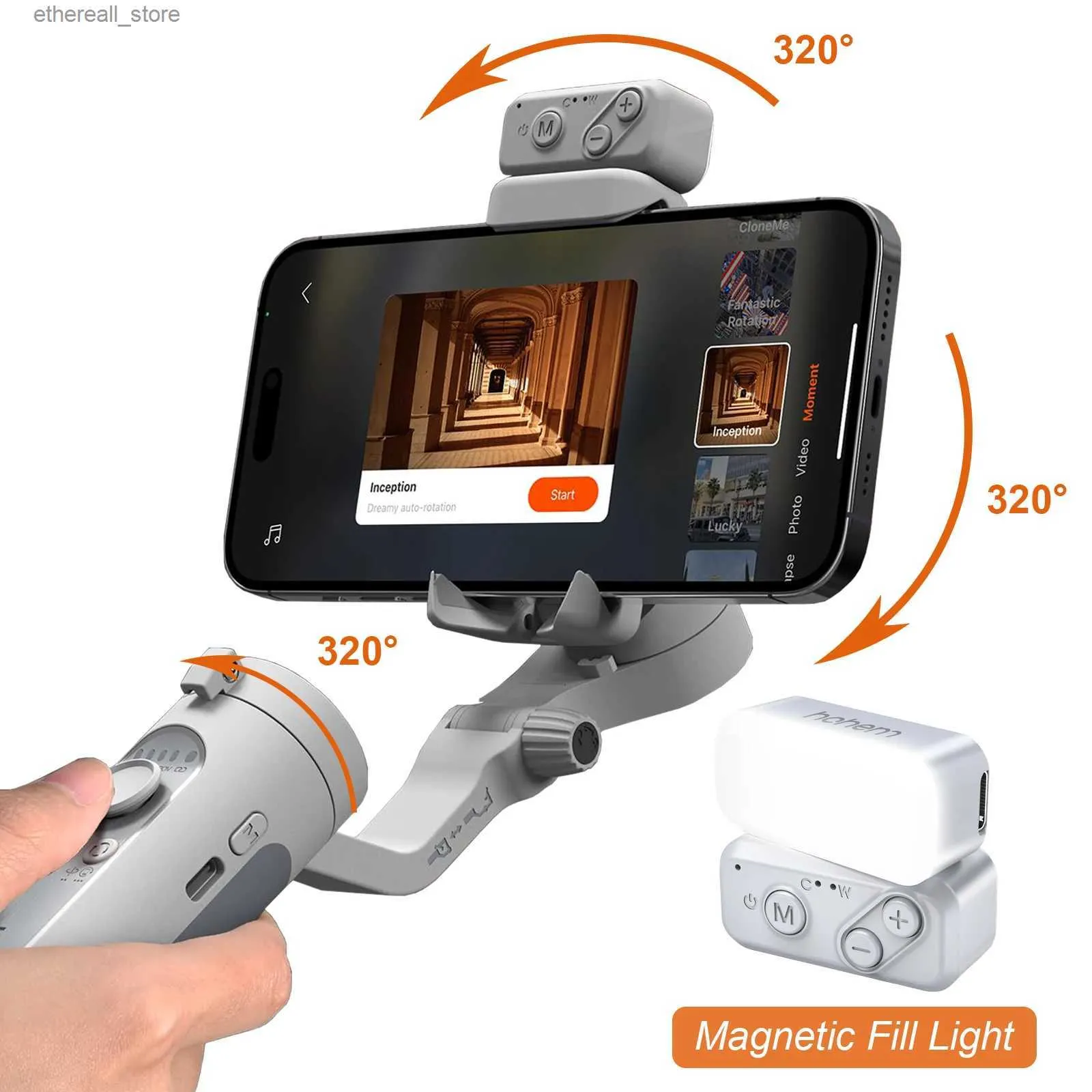 Stabilisatoren Handheld-Gimbal-Stabilisator für Smartphone 3-Achsen-Telefon-Gimbal Magnetisches Fülllicht Tragbar und faltbar für iPhone Android Q231117