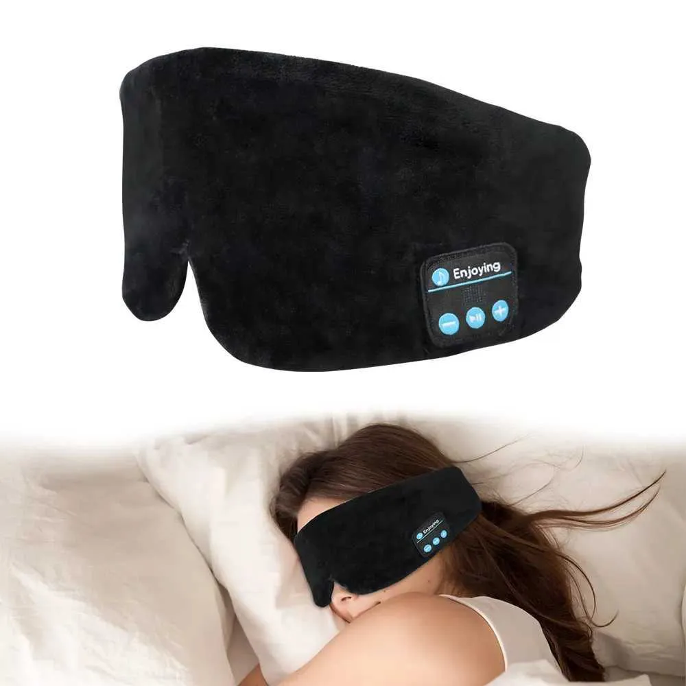 Maski do snu Maska do spania z słuchawkami Bluetooth Podróż Bawełniane oko dla kobiet mężczyzn słuchawki Wireless Cooling Eyemask 231116