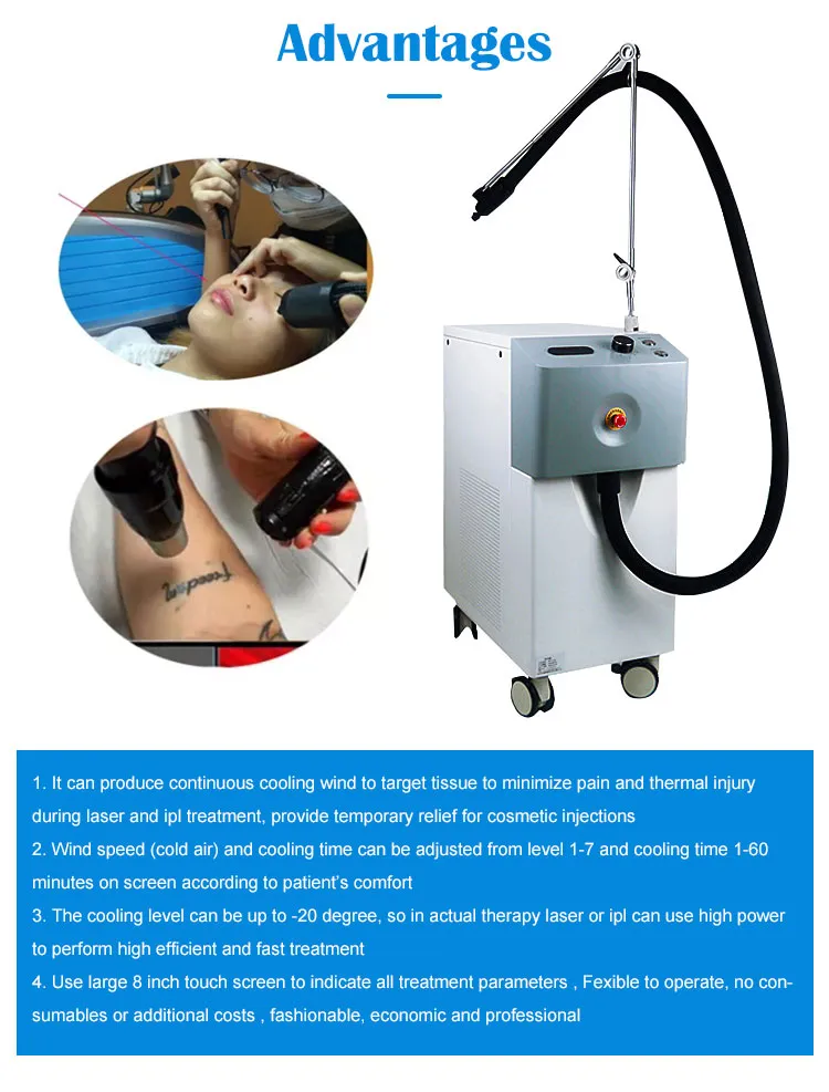 Skin Cooler Beauty Machine with -20 6C Air Cooling System and 800W ...