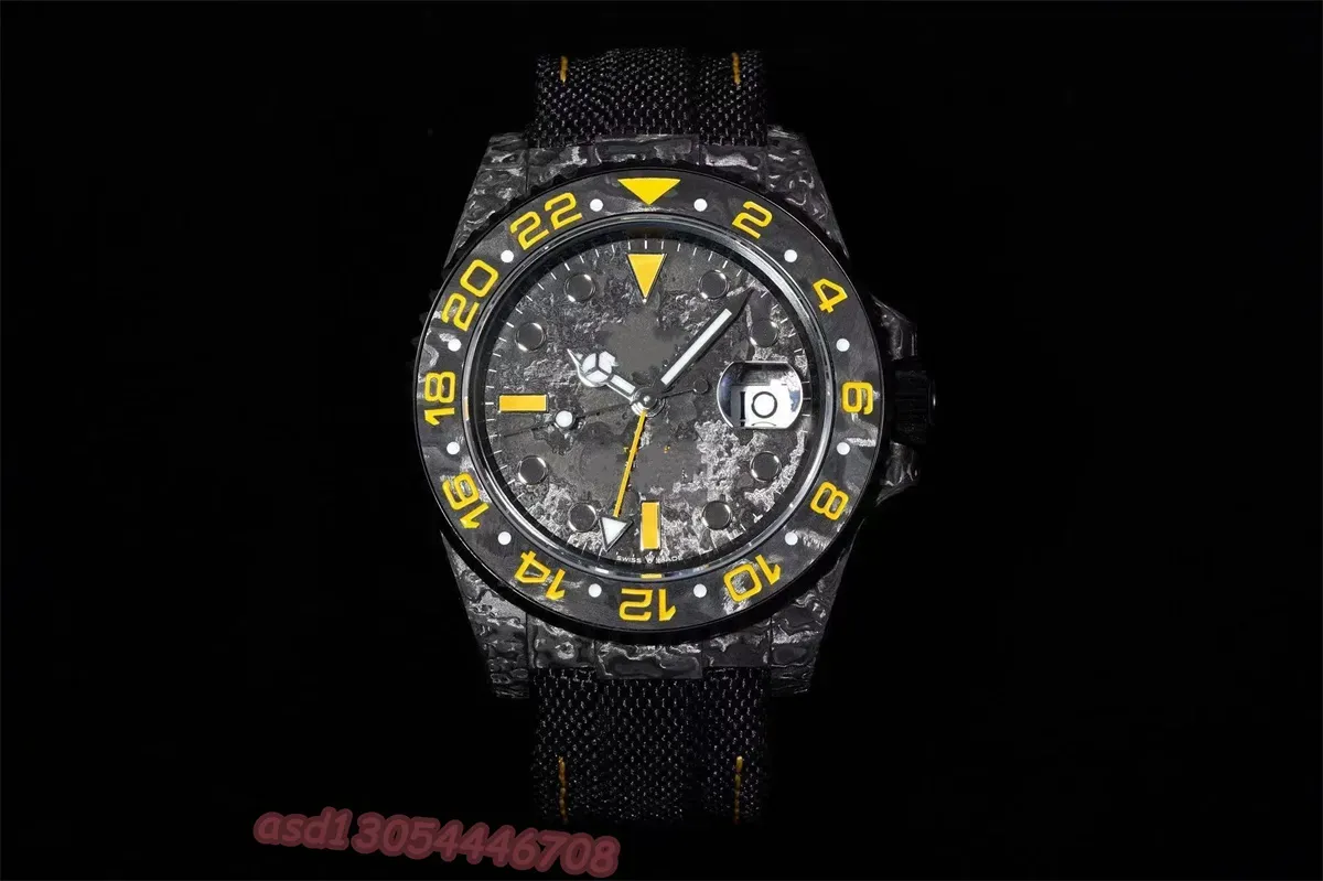 VS Ntpt montre gmt boîtier en fibre de carbone ruban montre bracelet dur et léger apparence designer montres hommes montres