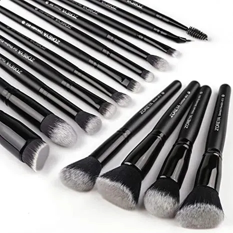 Outils de maquillage ZOREYA 15 pièces pinceaux de maquillage noir de luxe ensemble d'outils pinceaux professionnels fond de teint poudre Eyeliner fard à paupières pinceaux de maquillage 231115