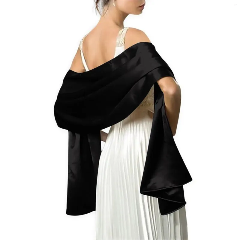 Halsdukar eleganta axlar för kvinnor afton cape klänning wraps sjalar 240 70 cm satin lång formell bröllop fest prom damer bolero