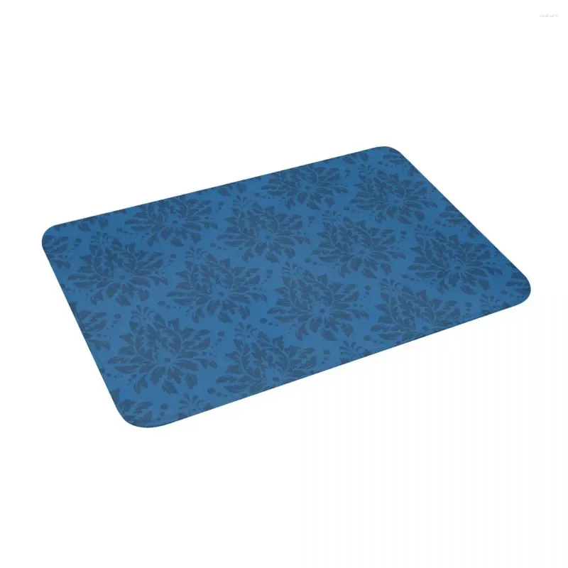 Carpets Blue Brocade 24" X 16" Non Slip Absorbent Memory Foam Bath Mat For Home Decor/Kitchen/Entry/Indoor/Outdoor/Living Room