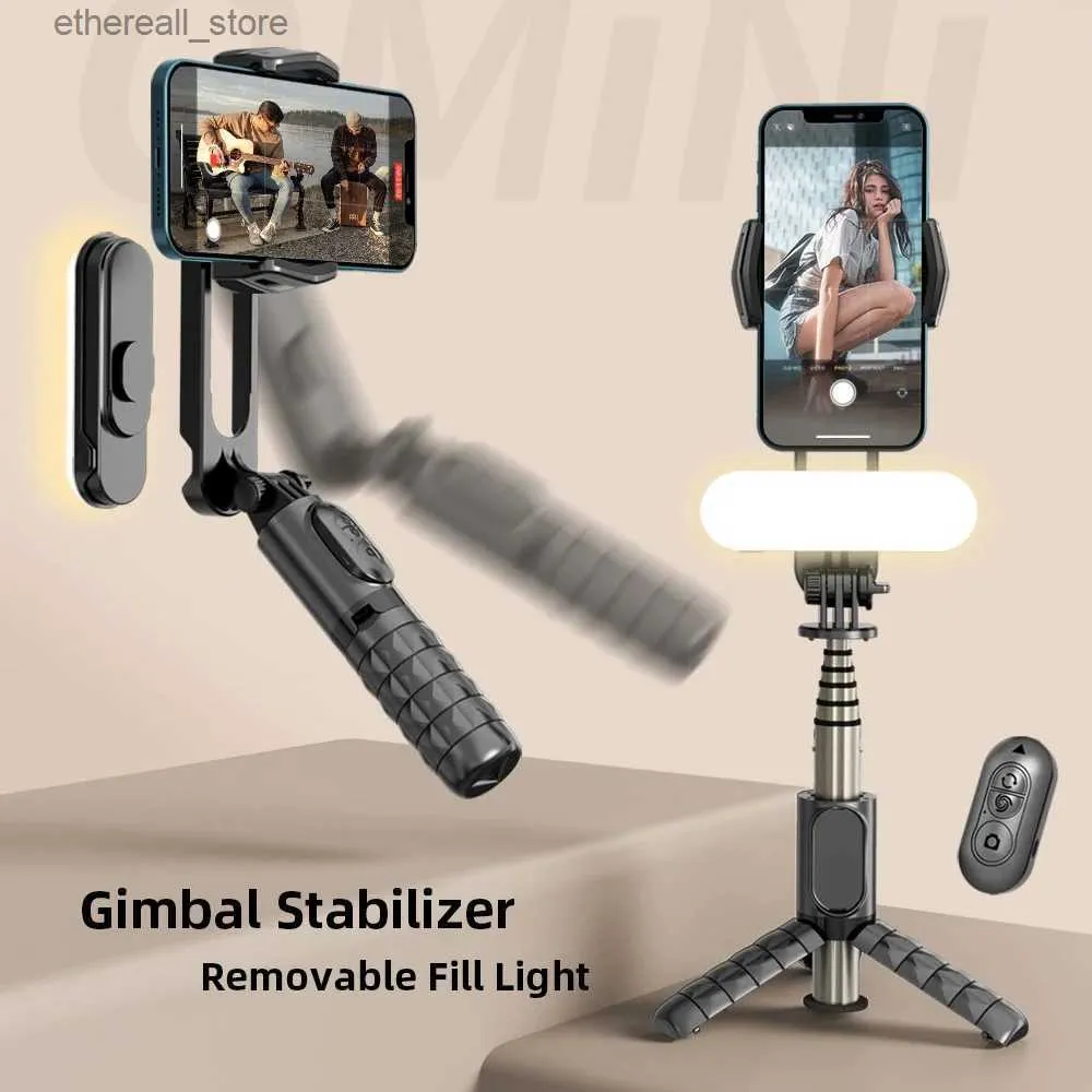 Stabilizatory ręczne gimbal stabilizator mini selfie statyw z wyjmowanym wypełnieniem światło bezprzewodowe zdalne przenośne stojak na telefon Nowy Q231116