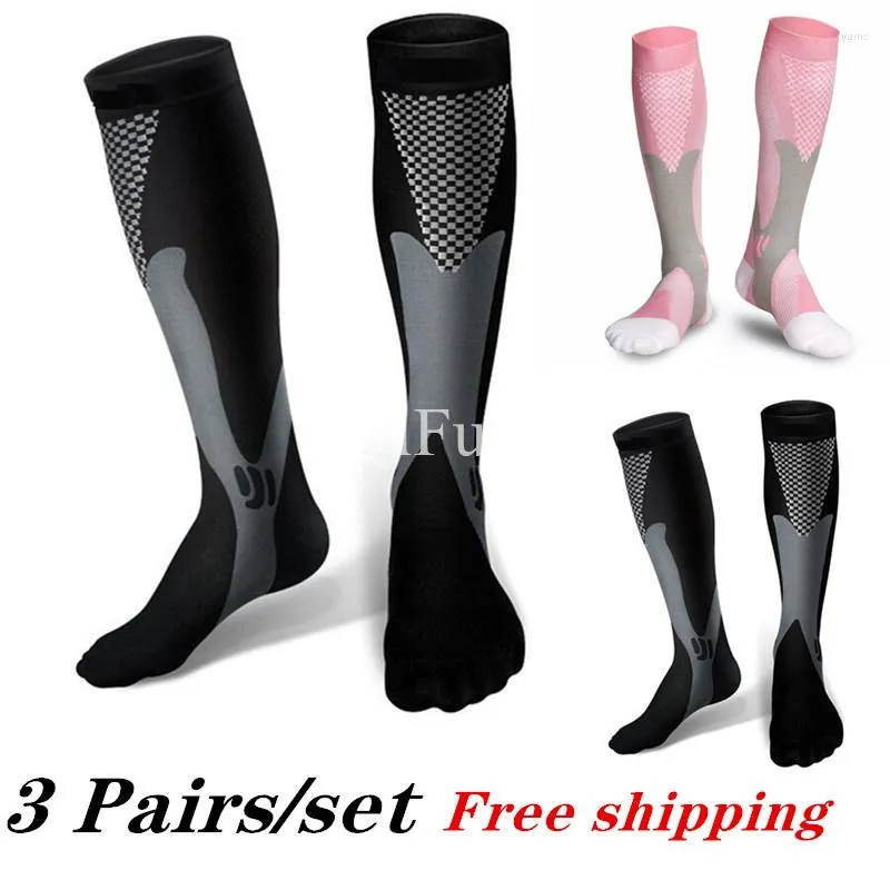 Men's Socks 3 PAIRS/SET Calcetines Compression Stockings Athletic Men Women Varicose Veins Graduated Nursing Running