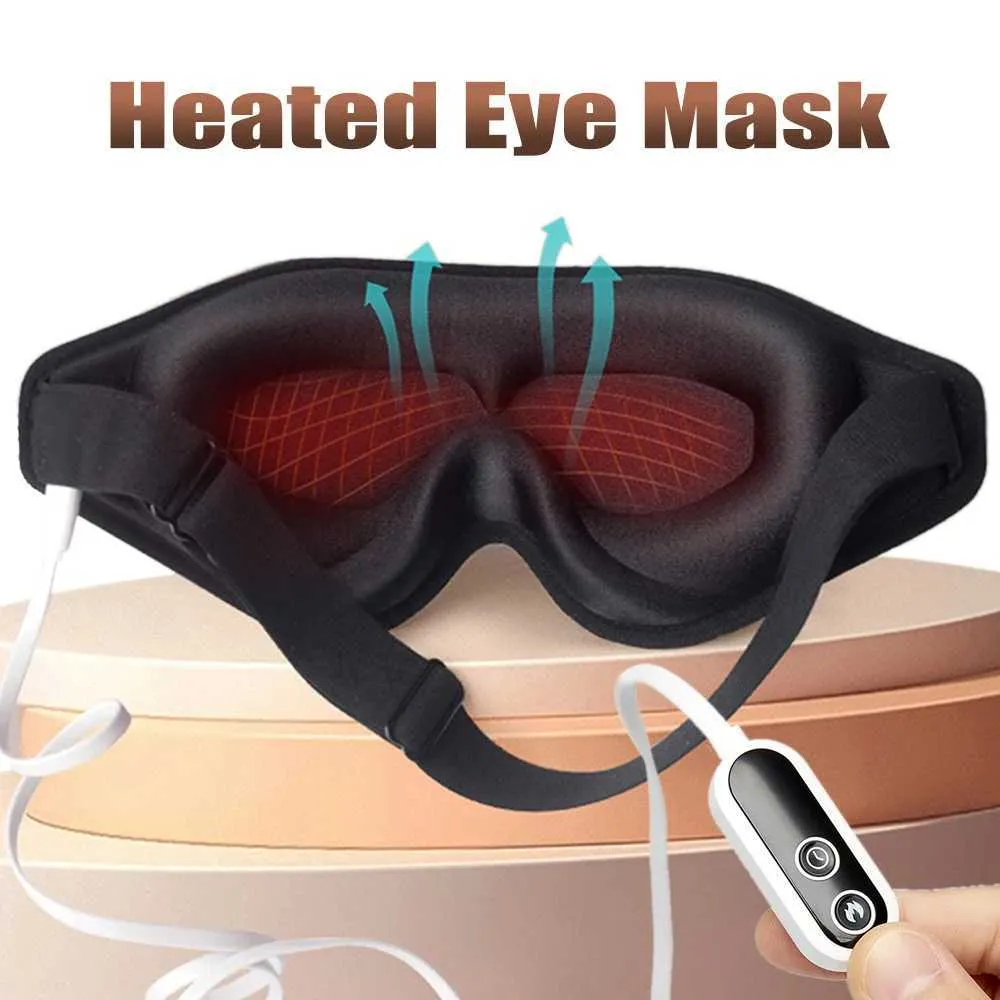 Sleep Masks Electric Heated Eye Mask Heating Patch 3d Sleeping Warm Eyeshade Hot Compress Eyes Pad Dry Fatigue Relief Steamer 231116