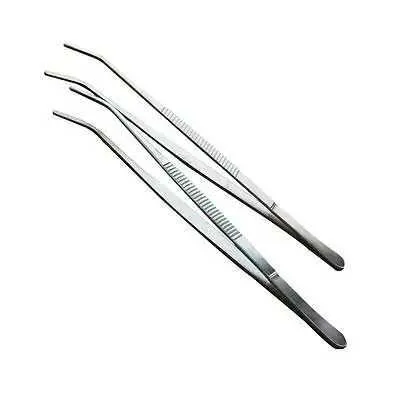 10 X Dental Instrument Tweezers Cottonball Forceps Serrated Tip Picker Tool 18cm