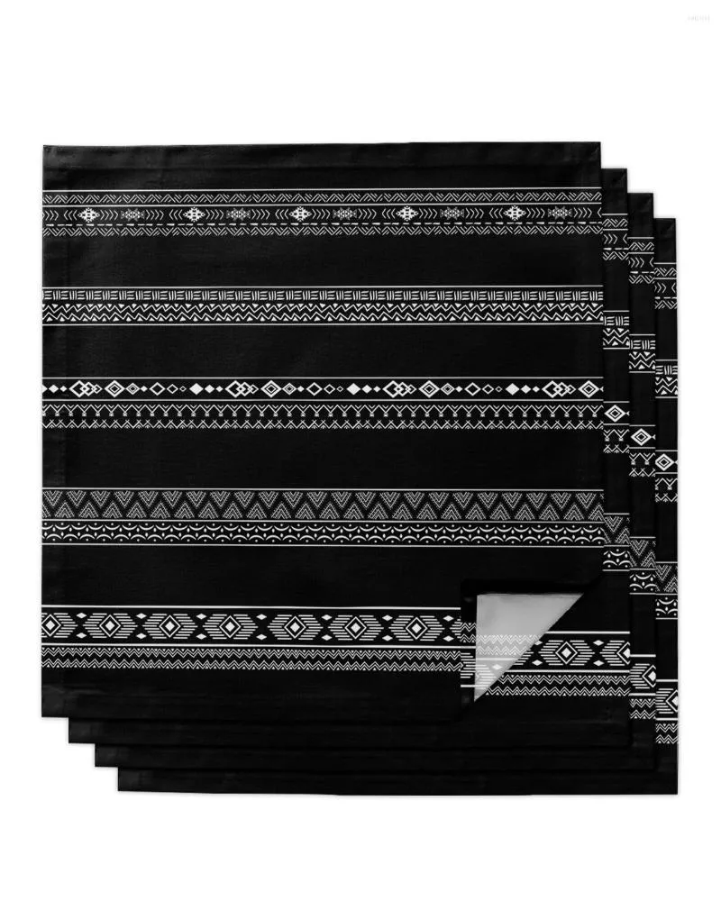 Serviette de table 4 pièces ligne flèche géométrique noir Triangle carré 50cm décoration de mariage tissu cuisine dîner serviettes de service