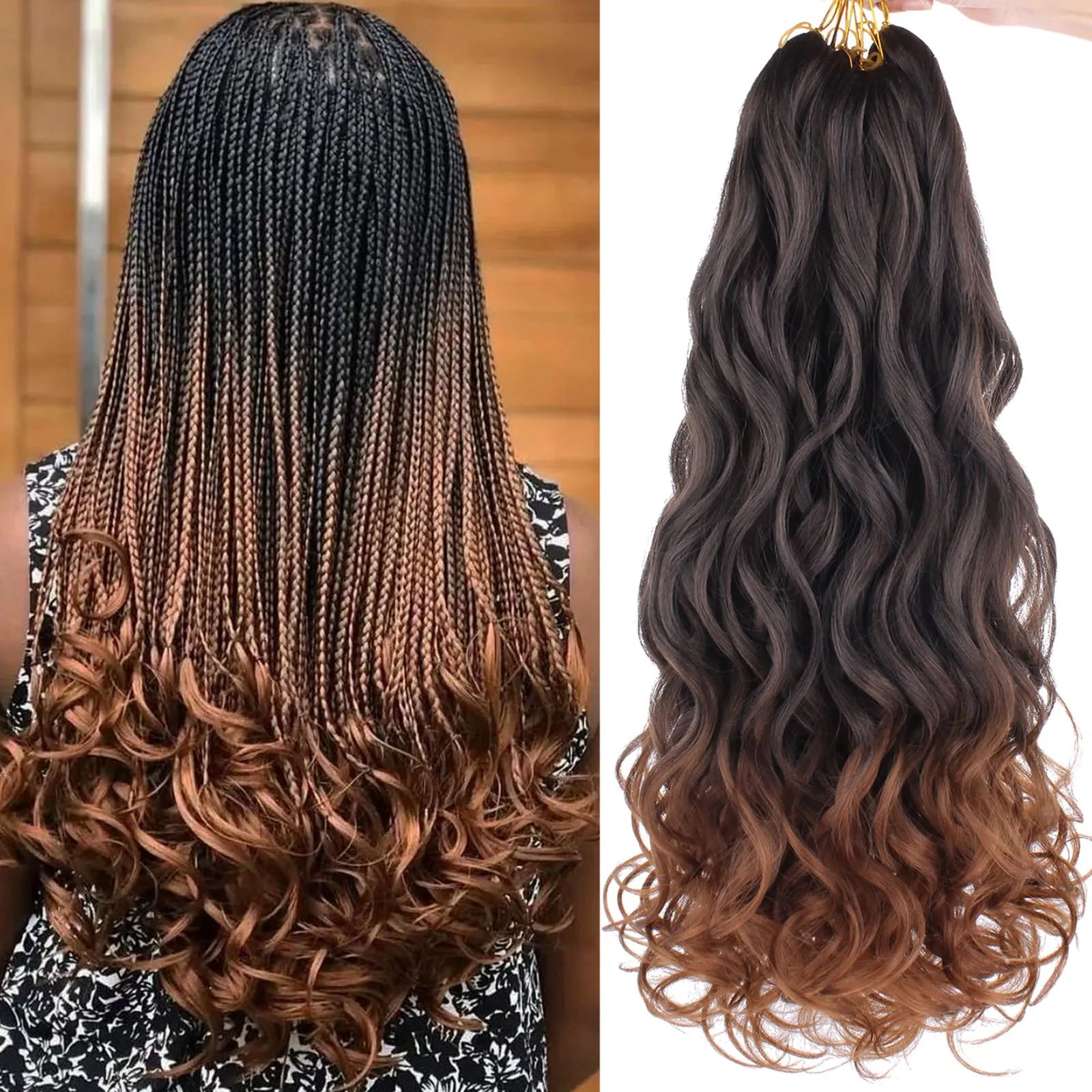 Спиральные Свободные Французские Кудри, Плетение Волос, Омбре, Коричневые,  Надувные Вязанные Крючком Косы, Предварительно Завитые Испанские Кудри,  Синтетические Наращивание Волос От 1 258 руб. | DHgate