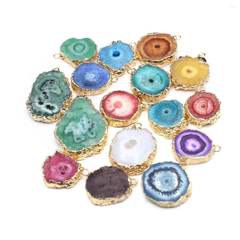 Charms Gold Wrapped Cluster Pendant Gorgeous Colors Utsökt form för DIY -smycken som gör handgjorda armband örhängen halsband