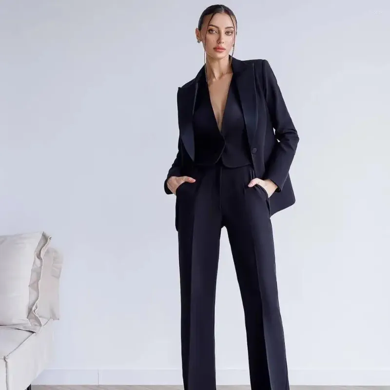 Pantalon deux pièces pour femmes, tenue d'affaires décontractée, ensemble de costumes formels, costume trois pièces, Slim, simple boutonnage, 2023