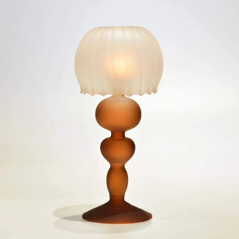 bordslampa form te ljus frostat glas ljushållare heminredning föremål för vardagsrum sovrum dragrum