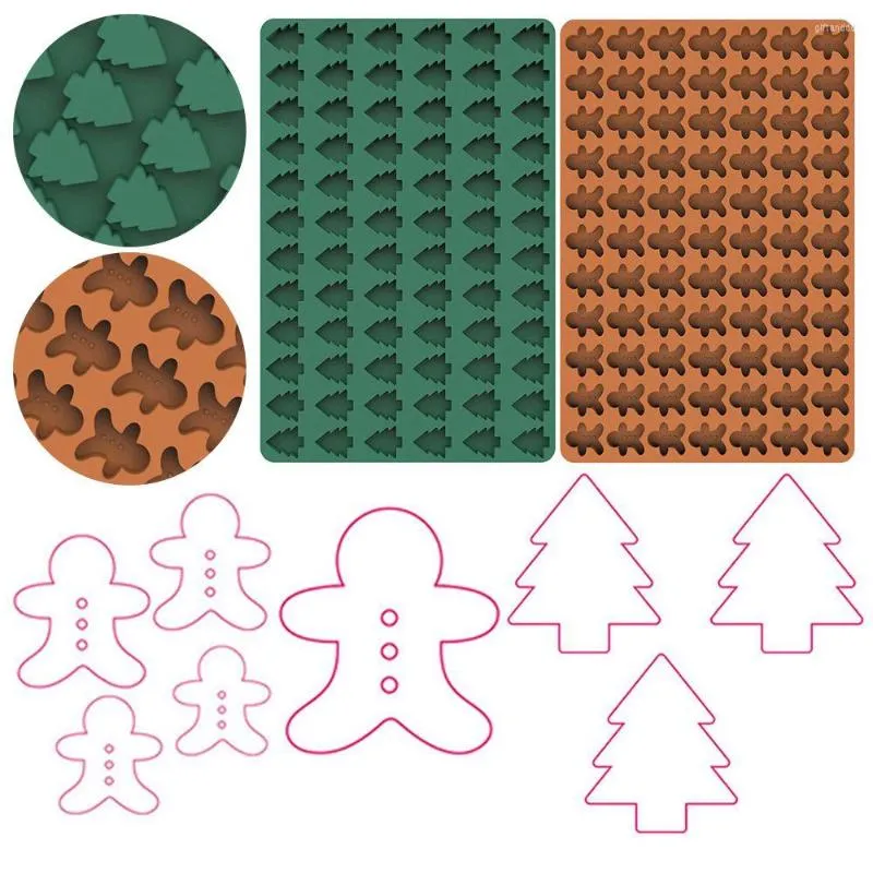 Bakning formar 72/77 Cavity Christmas Tree Silicone Mold Gingerbread Man Chocolate Candy Mini Jelly Pudding Biscuit Dog Treat