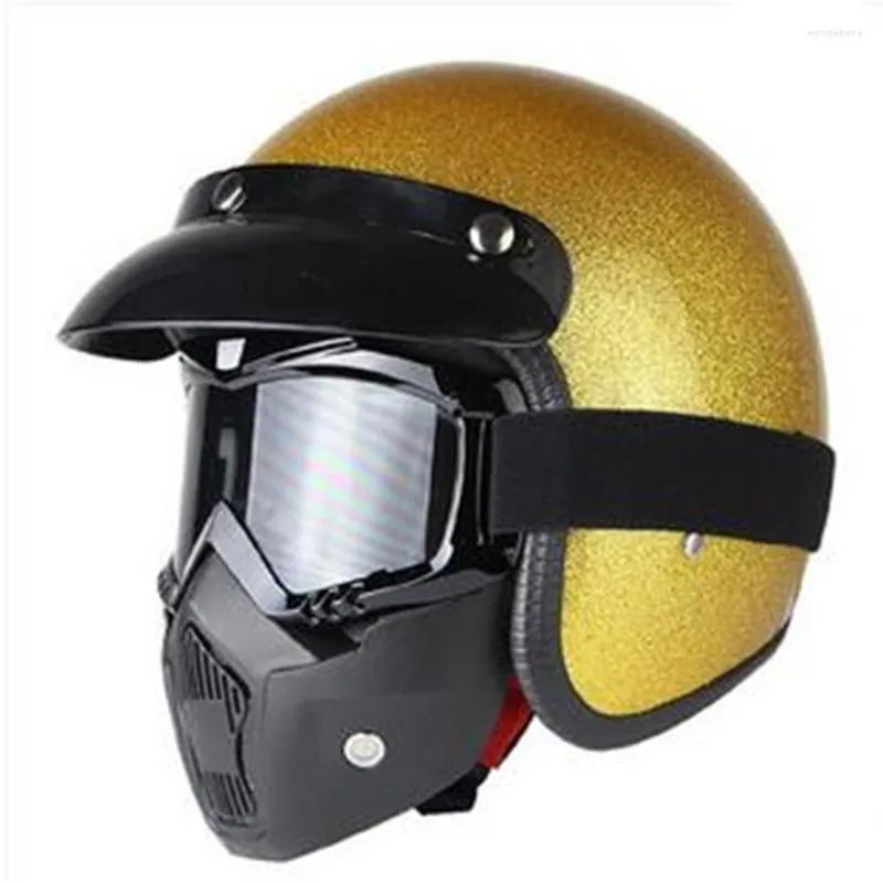 Motorhelmen Open Face Helmet S M L XL XXL Shine Gold Safey Ce Dot