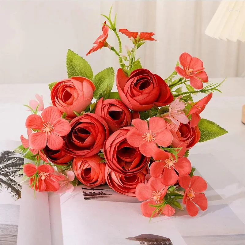 Kwiaty dekoracyjne sztuczny jedwabny kwiat piękny hortangą róża Walentynki Fałszywe dekoracje bukietu wystrój ślubny
